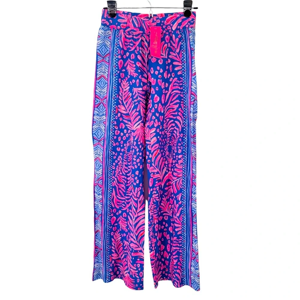 NWT Lilly Pulitzer Bal Harbour Mid Rise Palazzo Womens Pants Pundy Blue - Picture 5 of 9